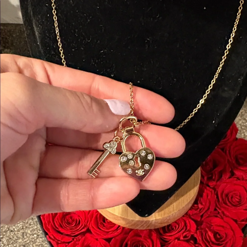 CC gold heart and key stainless steel gold plated Necklace
